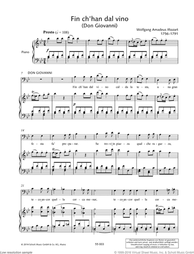 Fin ch'han dal vino, From &quot;Don Giovanni&quot;
