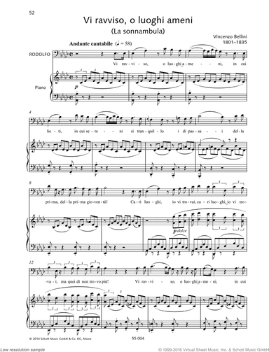 Vi ravviso, o luoghi ameni, From &lsquo;La sonnambula&rsquo;