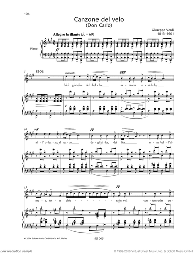 Canzone del velo, From &lsquo;Don Carlo&rsquo;