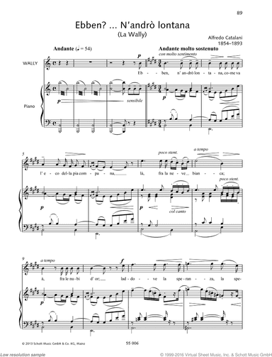 Ebben? ... N'andro lontana, From &lsquo;La Wally&rsquo;