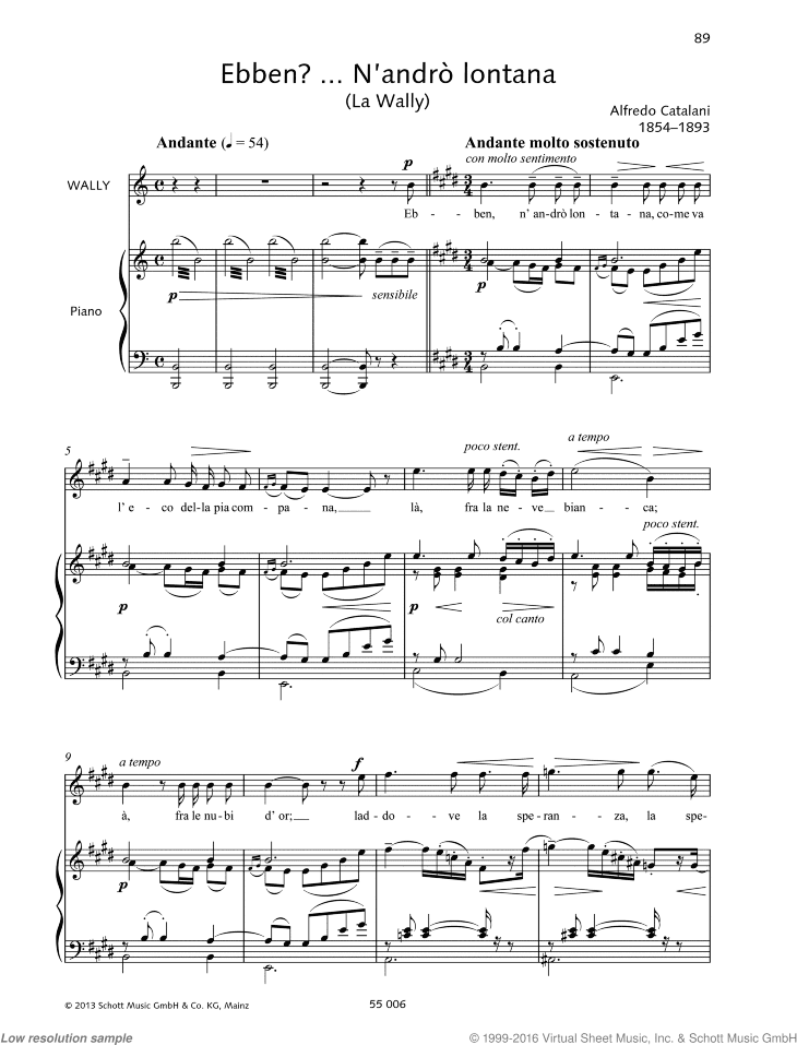Ebben? ... N'andro lontana, From &lsquo;La Wally&rsquo;