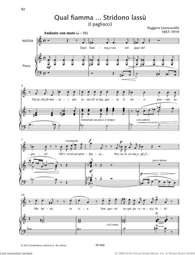 Qual fiamma - Stridono lassu, From &lsquo;Pagliacci&rsquo;