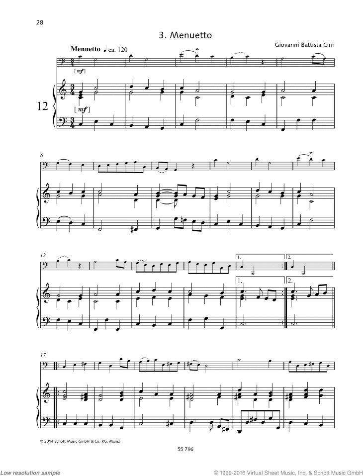 Menuetto, from Sonata C major