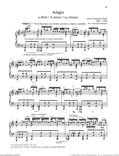 Adagio, from Toccata C major, BWV 564