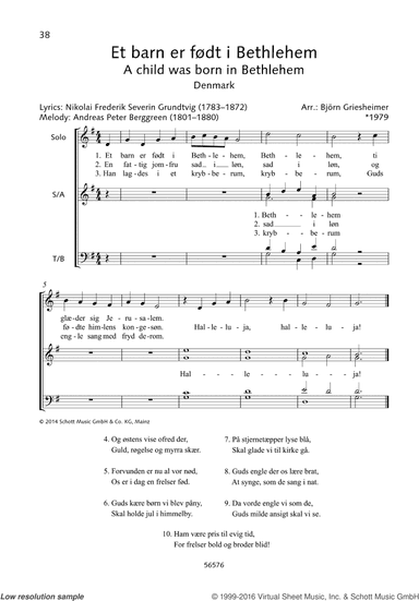 Et barn er fodt i Bethlehem, A child was born in Behlehem