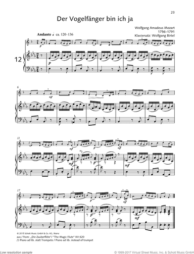 Der Vogelhandler bin ich ja, from: The Magic Flute