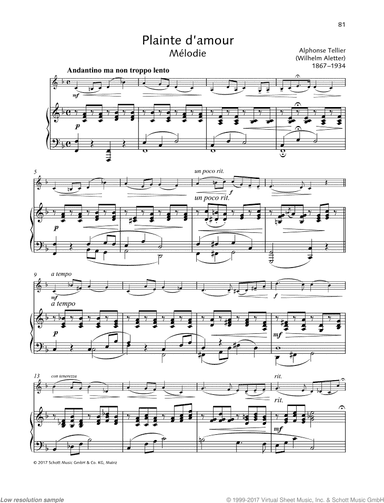 Plainte d'amour, M&eacute;lodie