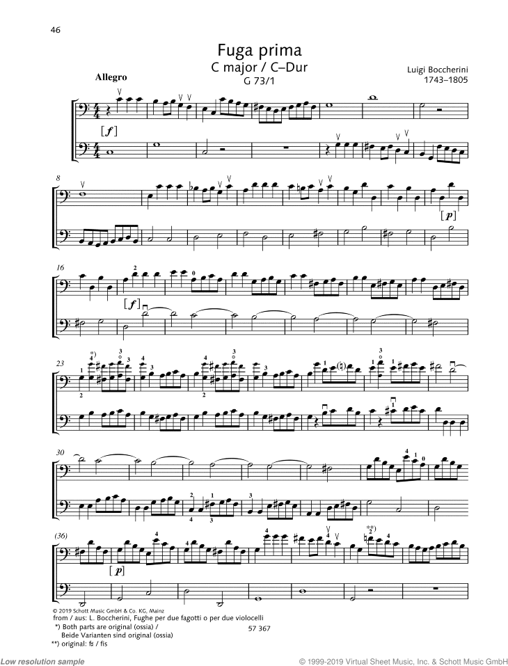 Fuga prima in C major, G 73, No. 1