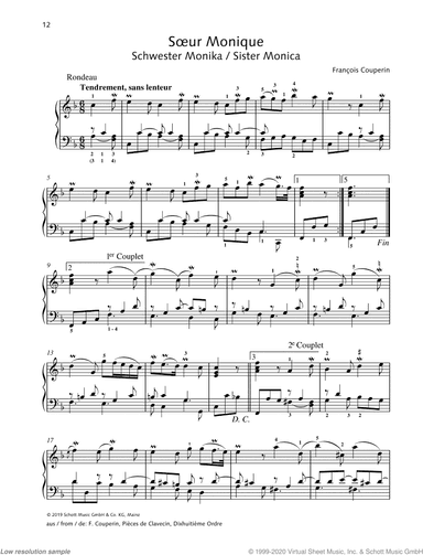 Soeur Monique, from: Pi&egrave;ces de Clavecin