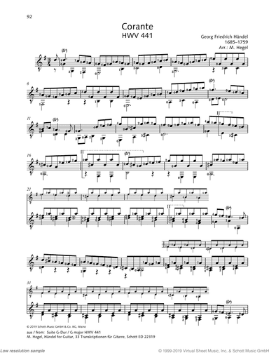 Courante, from: Suite G major HWV 441