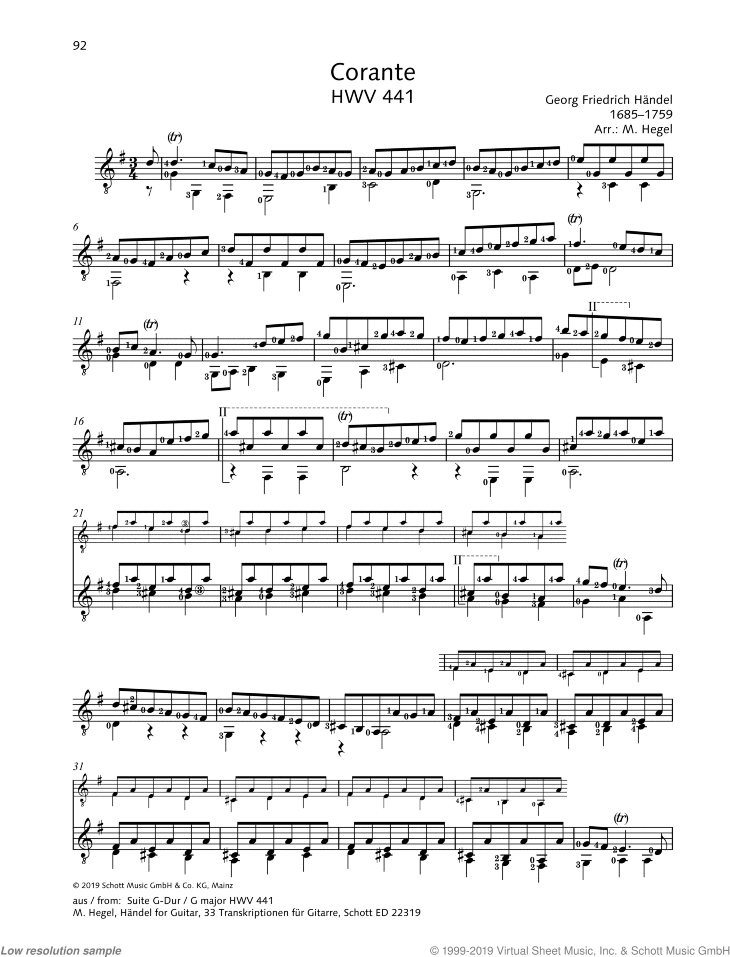 Courante, from: Suite G major HWV 441