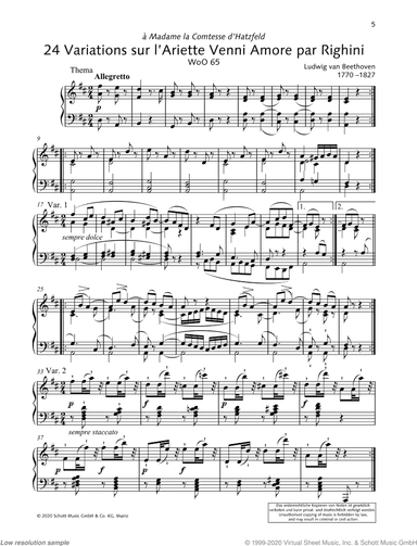 24 Variations sur l'Ariette Venni Amore par Righini