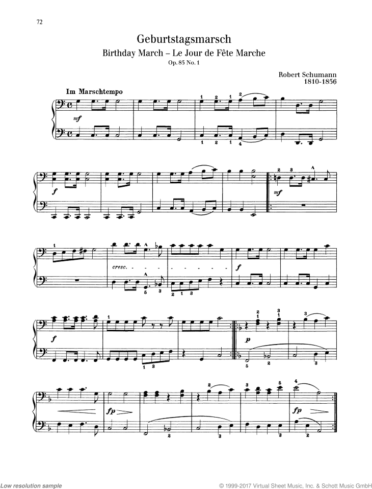 Geburtstagsmarsch in C major, Op. 85 No. 1