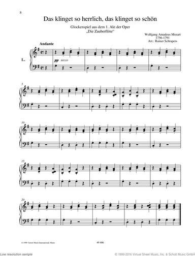 Das klinget so herrlich, from &quot;The Magic Flute&quot;