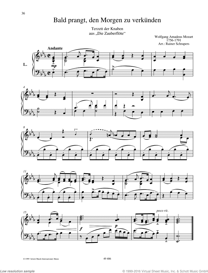 Bald prangt, den Morgen zu verkunden, from &quot;The Magic Flute&quot;