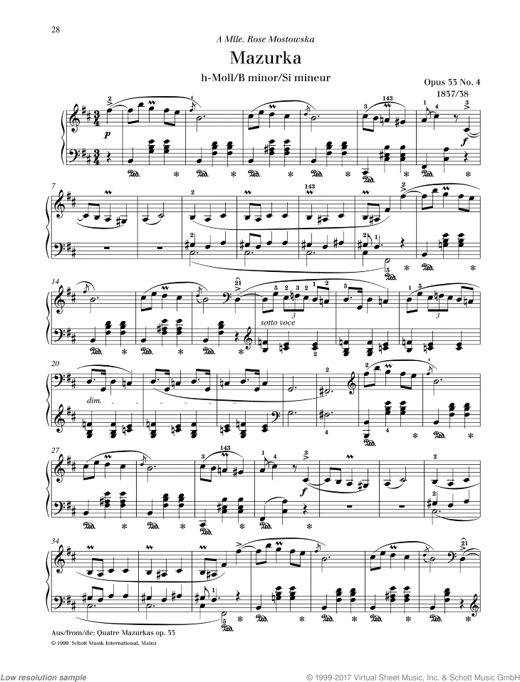 Mazurka in B minor, Op. 33 No. 4