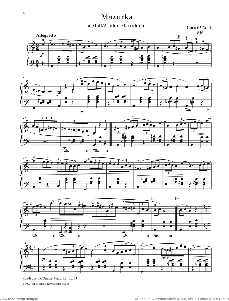 Mazurka in A minor, Op. 67 No. 4