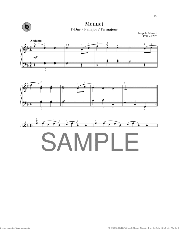 Minuet in F major, from Notebook for Nannerl