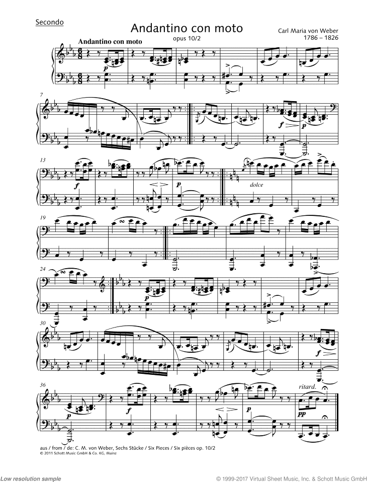 Andantino con moto, from: Six Pieces, Op. 10 No. 2