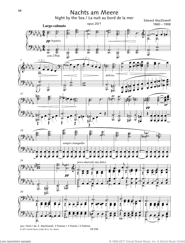 Night by the Sea, from: 3 Poems, Op. 20 No. 1