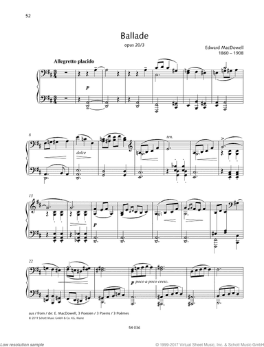 Ballad, from: 3 Poems, Op. 20 No. 3