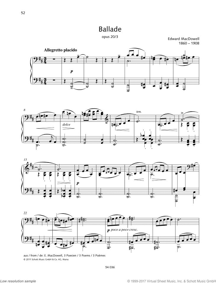 Ballad, from: 3 Poems, Op. 20 No. 3