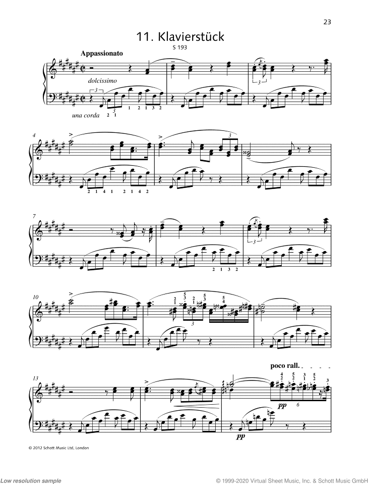 Piano Piece in F-sharp major, S 193