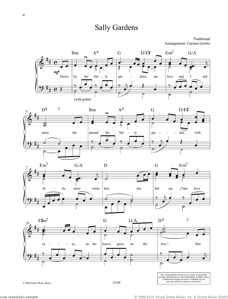 Sally Gardens, Traditional