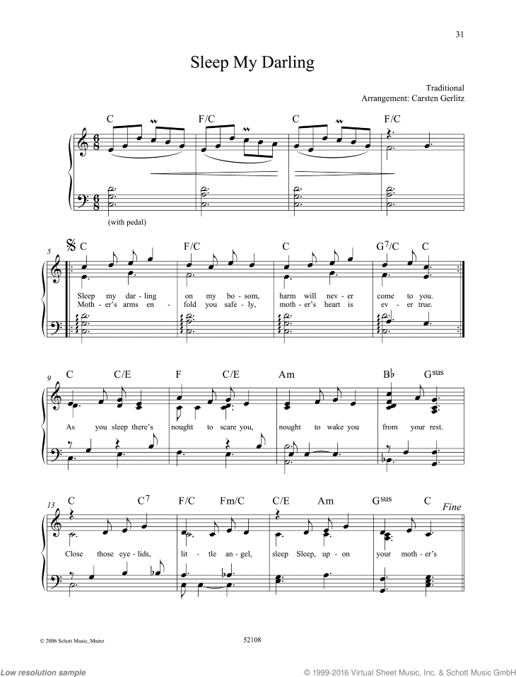 Sleep My Darling, Traditional