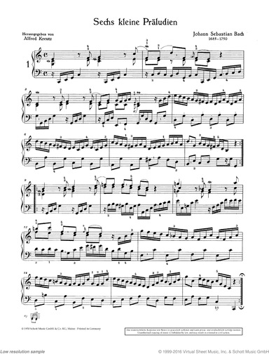 Six short preludes, BWV 933-938