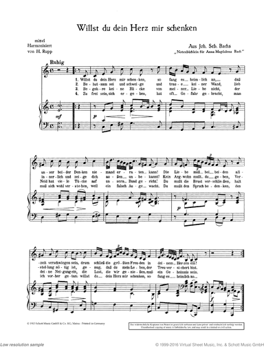 Willst du dein Herz mir schenken, BWV 518 / Kein Halmlein wachst auf Erden