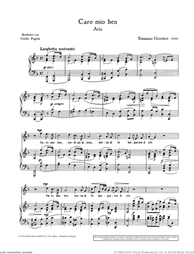 Caro mio ben, Aria in F major