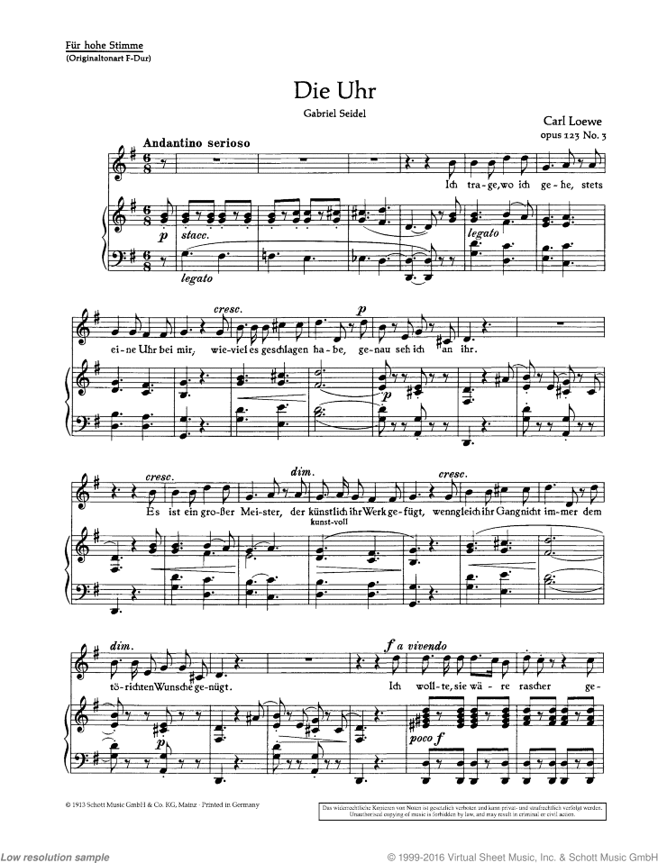 Die Uhr, Op. 123/3, G major