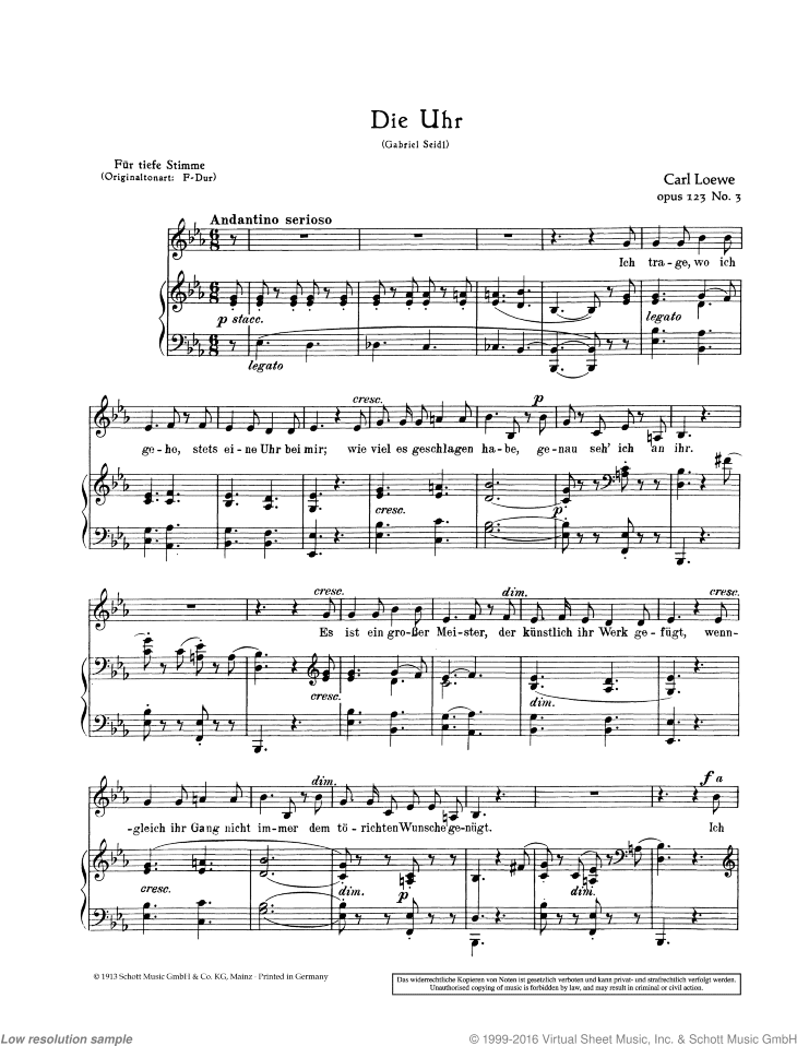 Die Uhr, Op. 123/3, E-flat major
