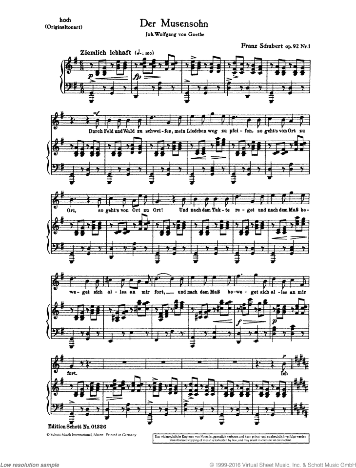 Der Musensohn, Op. 92/1 D 764 / Fruhlingsglaube, Op. 20/2 D 686