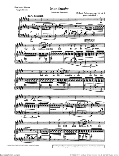 Mondnacht, Op. 39/5 / Fruhlingsnacht, Op. 39/12