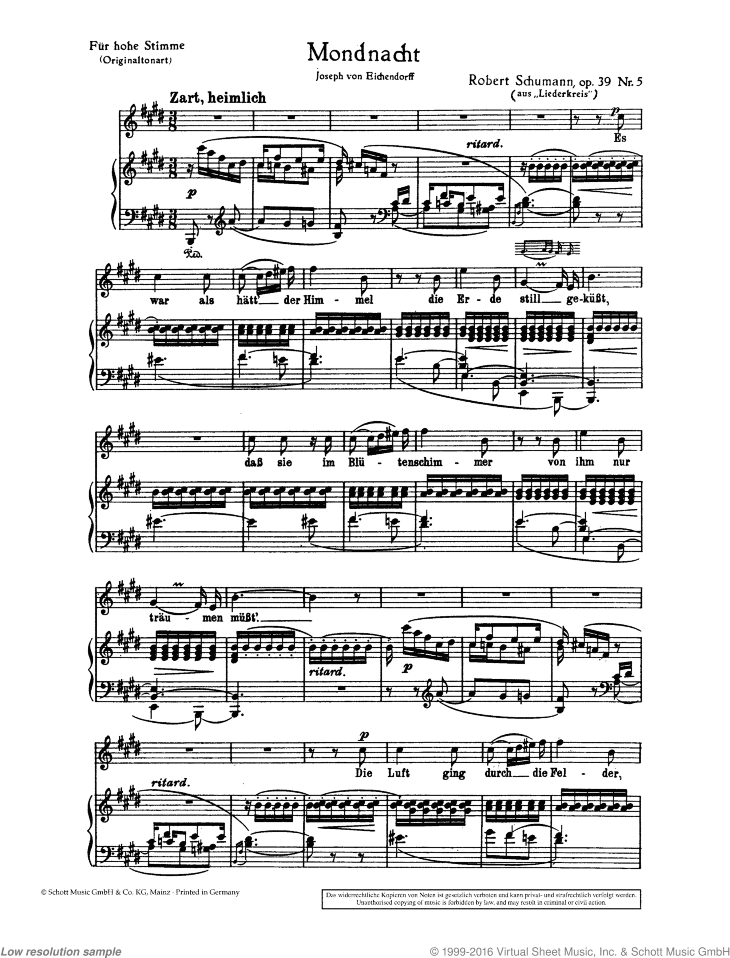 Mondnacht, Op. 39/5 / Fruhlingsnacht, Op. 39/12
