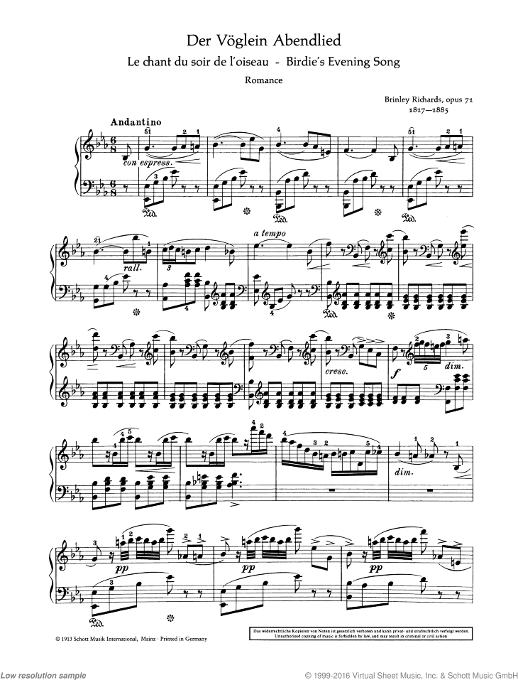 Birdie's Evening Song, Op. 71, Romance