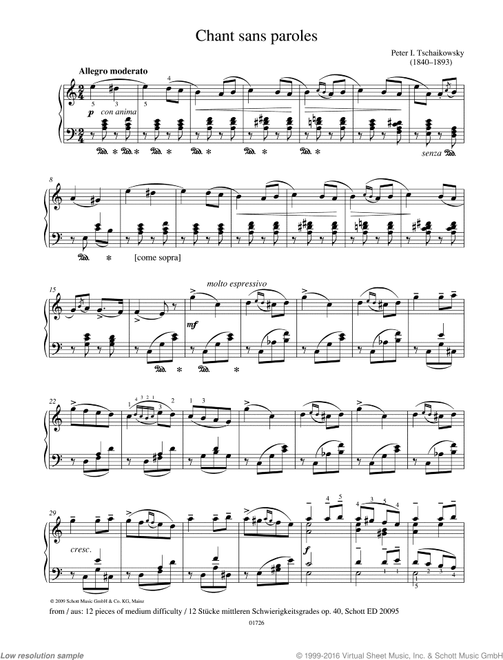 Chant sans paroles, Op. 40/6