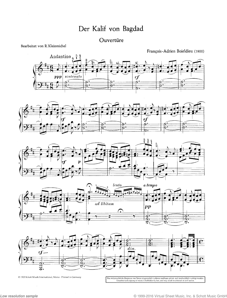 The Caliph of Baghdad, Overture to the Comic Opera