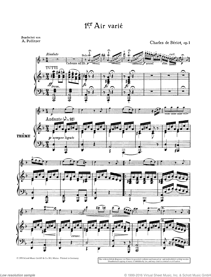 Air varie in D minor, Op. 1