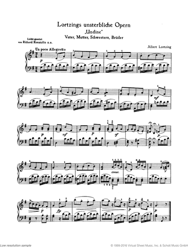 Lortzing's Immortal Operas, Easy settings of famous pieces