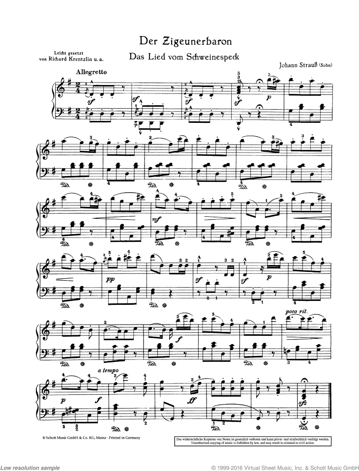 The Gypsy Baron, Popular Melodies