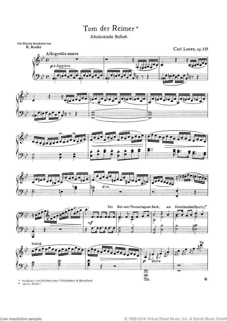 Tom der Reimer, Op. 135, Scottish ballad