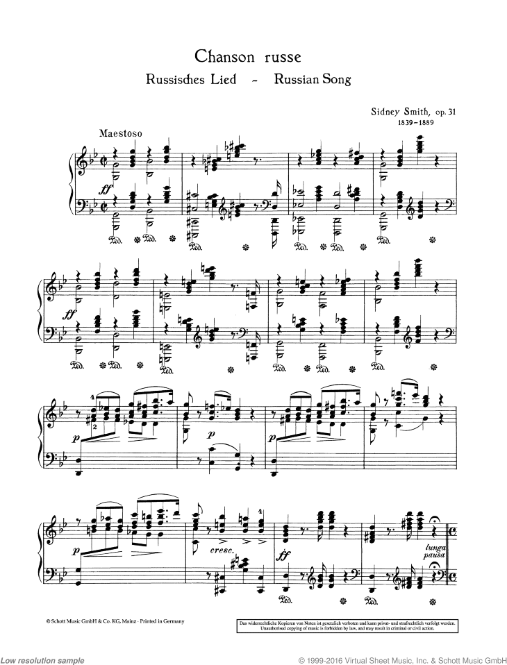 Chanson russe, Op. 31, Russian Folksong