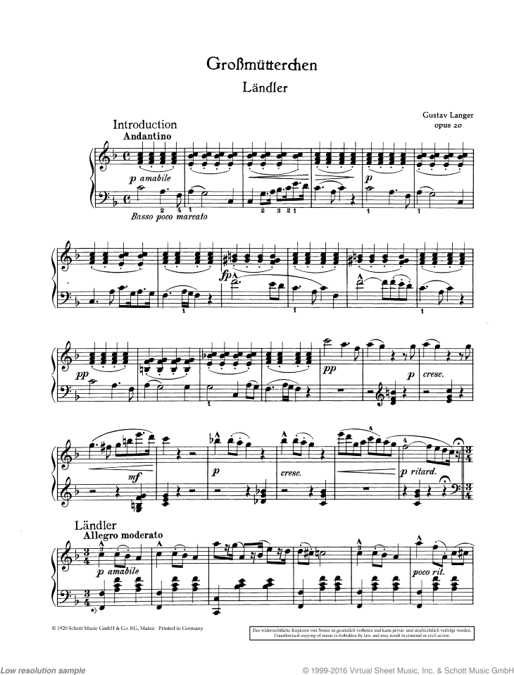 Grossmutterchen, Op. 20, L&auml;ndler