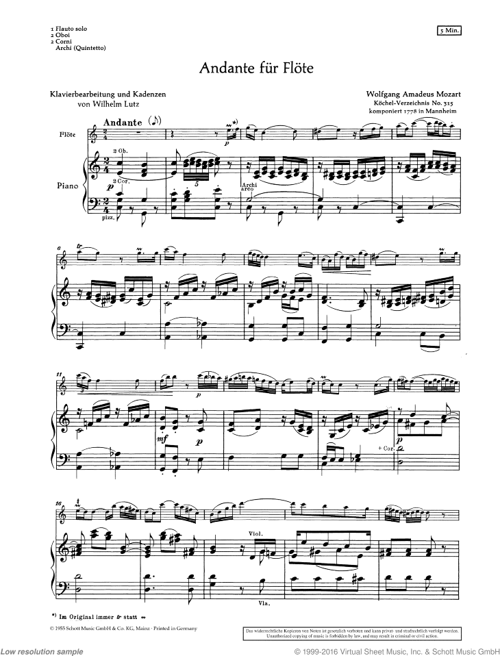 Andante for Flute, K. 315
