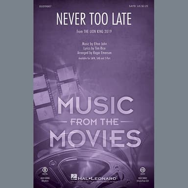 Never Too Late (from The Lion King 2019) (arr. Roger Emerson) - Percussion 1
