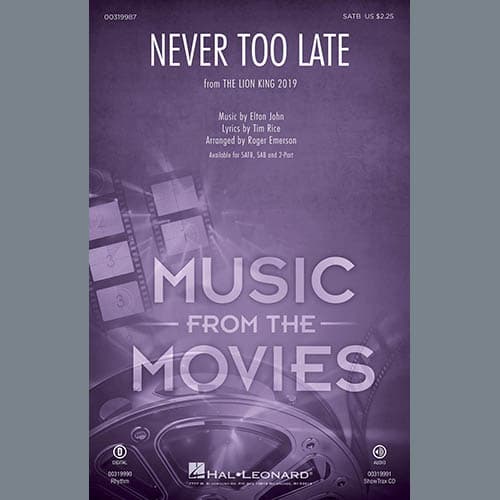 Never Too Late (from The Lion King 2019) (arr. Roger Emerson) - Percussion 1