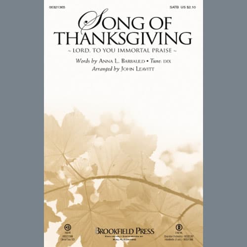 Song of Thanksgiving (Lord, to You Immortal Praise) (arr. Leavitt) - Bb Clarinet 2 (sub. A Cl. 2)